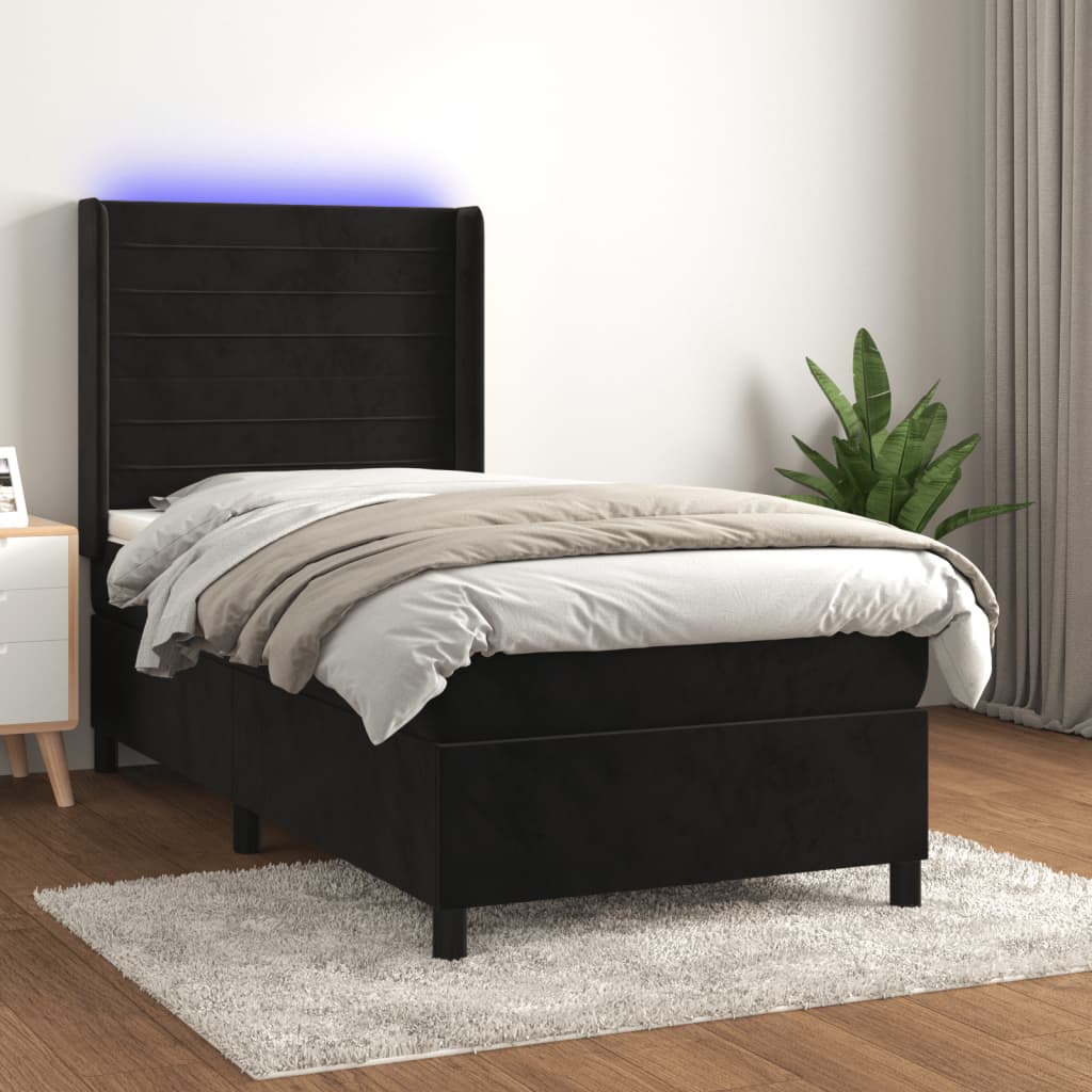Lit À Ressorts Avec Matelas Avec Led Velours