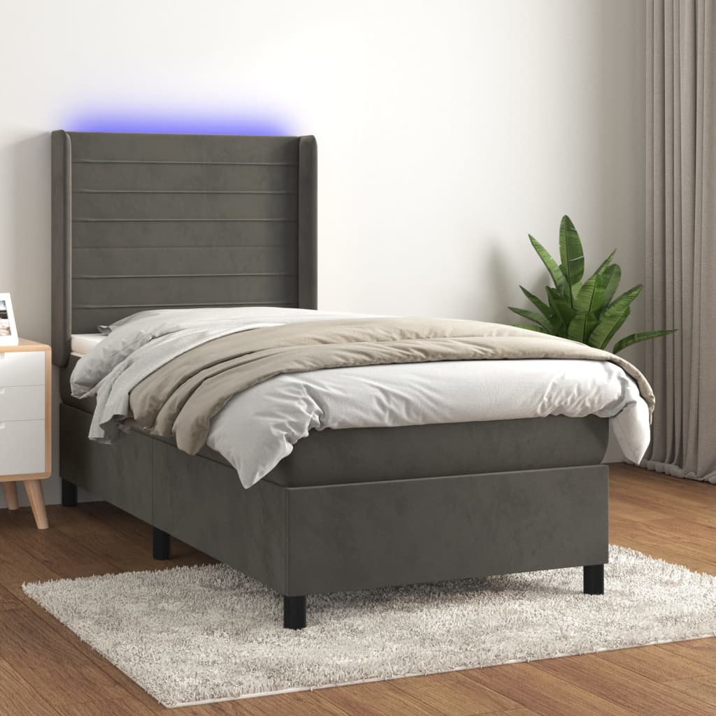 Lit À Ressorts Avec Matelas Avec Led Velours