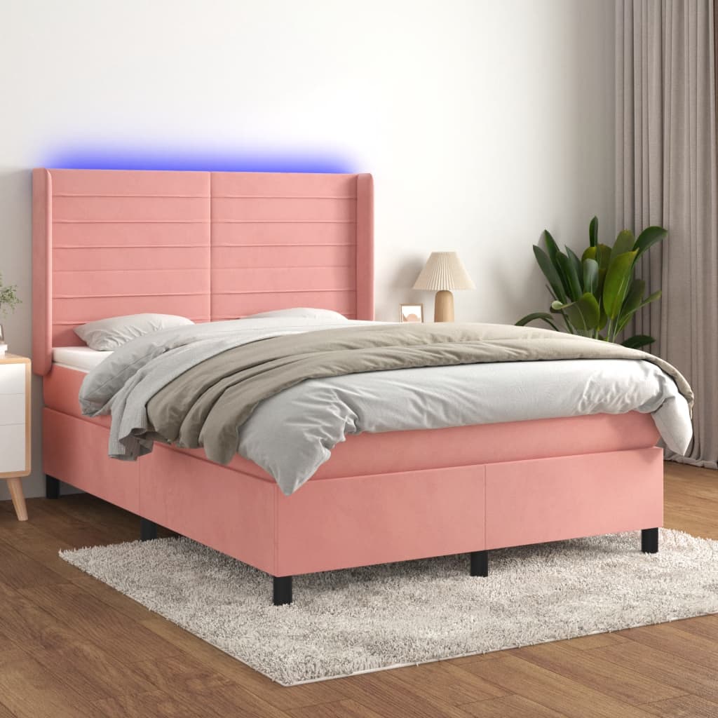 Lit À Ressorts Avec Matelas Avec Led Velours