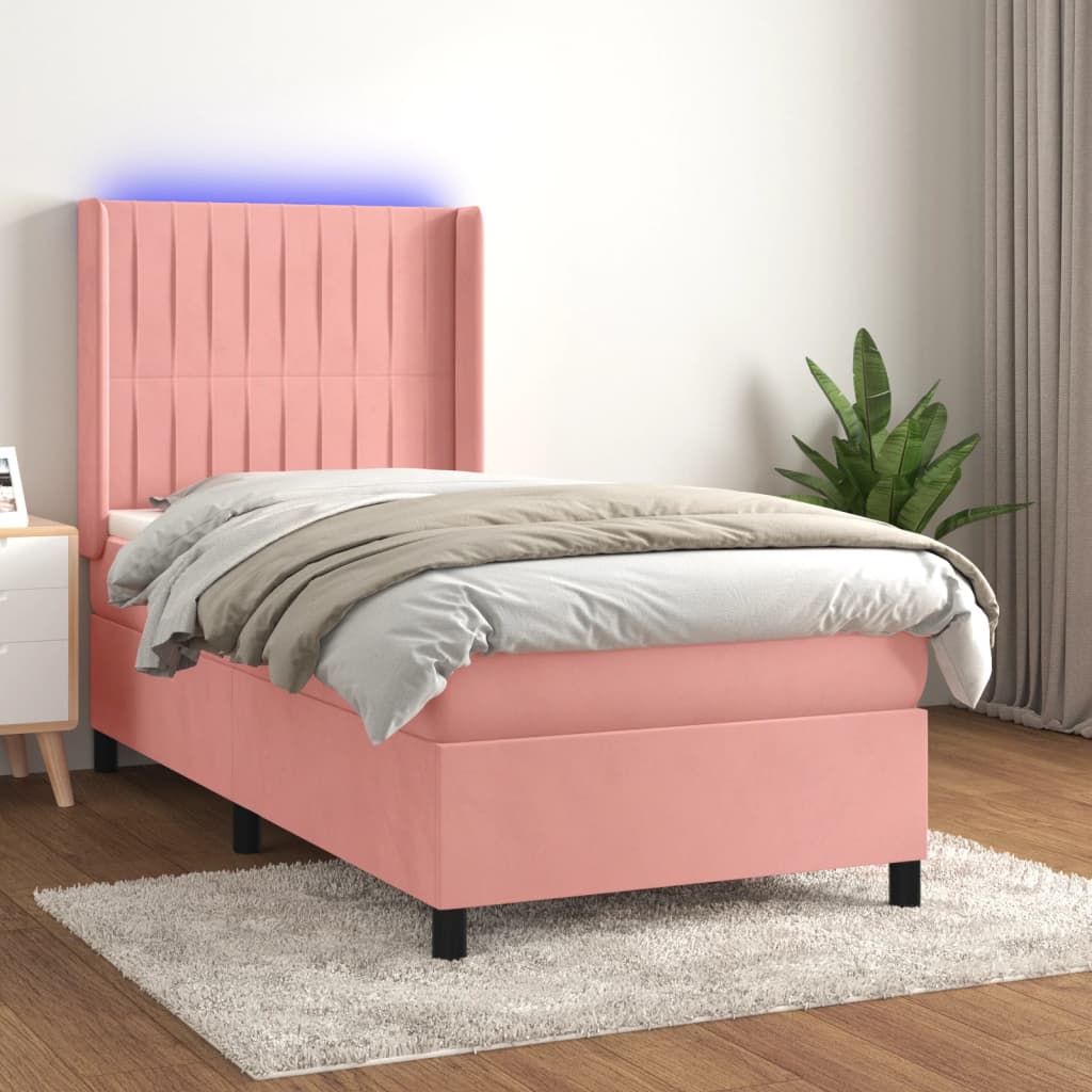 Lit À Ressorts Avec Matelas Avec Led Velours