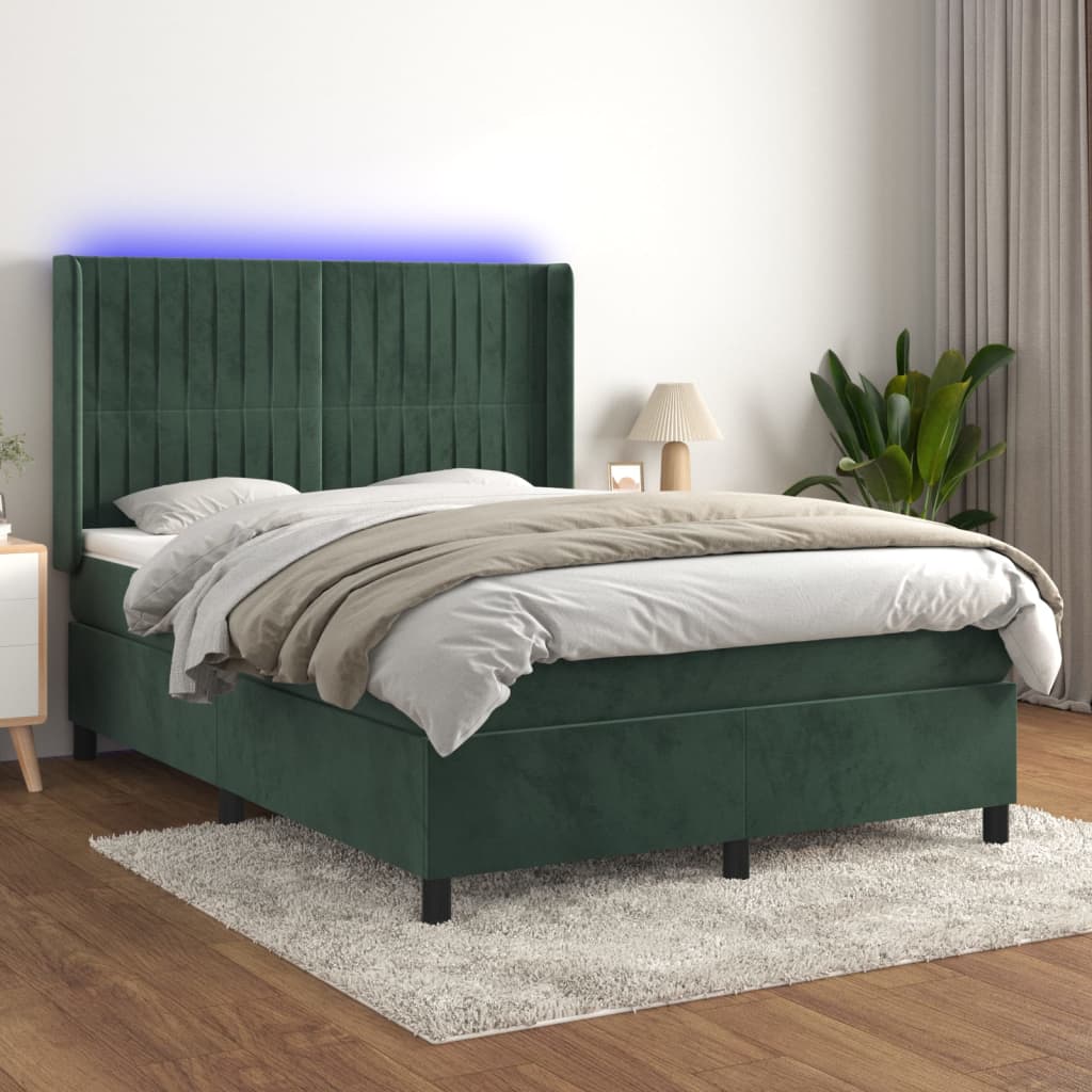 Lit À Ressorts Avec Matelas Avec Led Velours