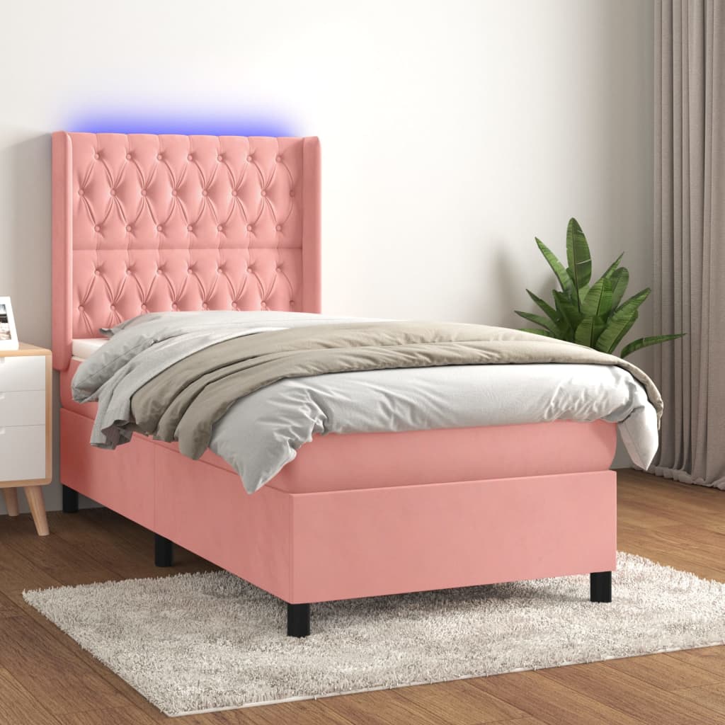 Lit À Ressorts Avec Matelas Avec Led Velours