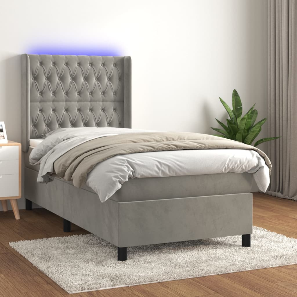 Lit À Ressorts Avec Matelas Avec Led Velours