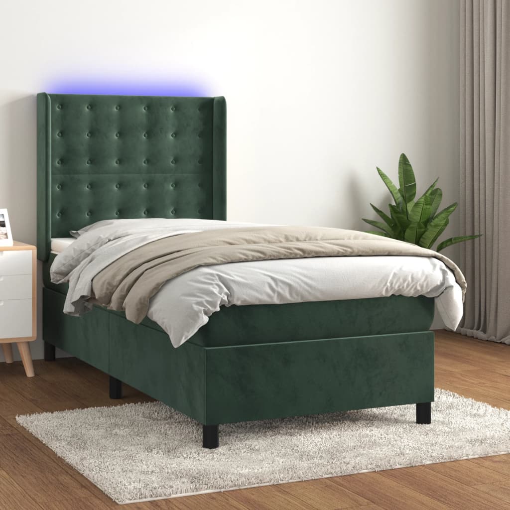 Lit À Ressorts Avec Matelas Avec Led Velours