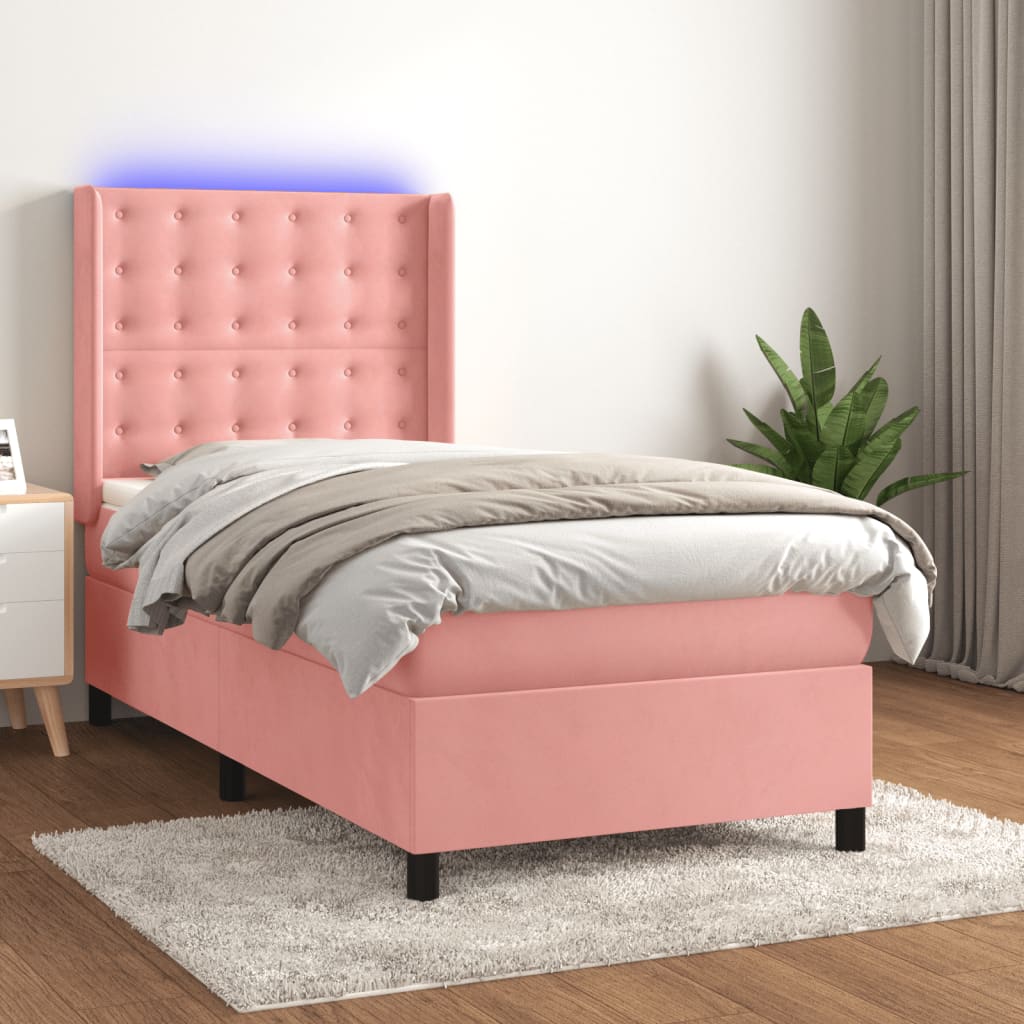Lit À Ressorts Avec Matelas Avec Led Velours
