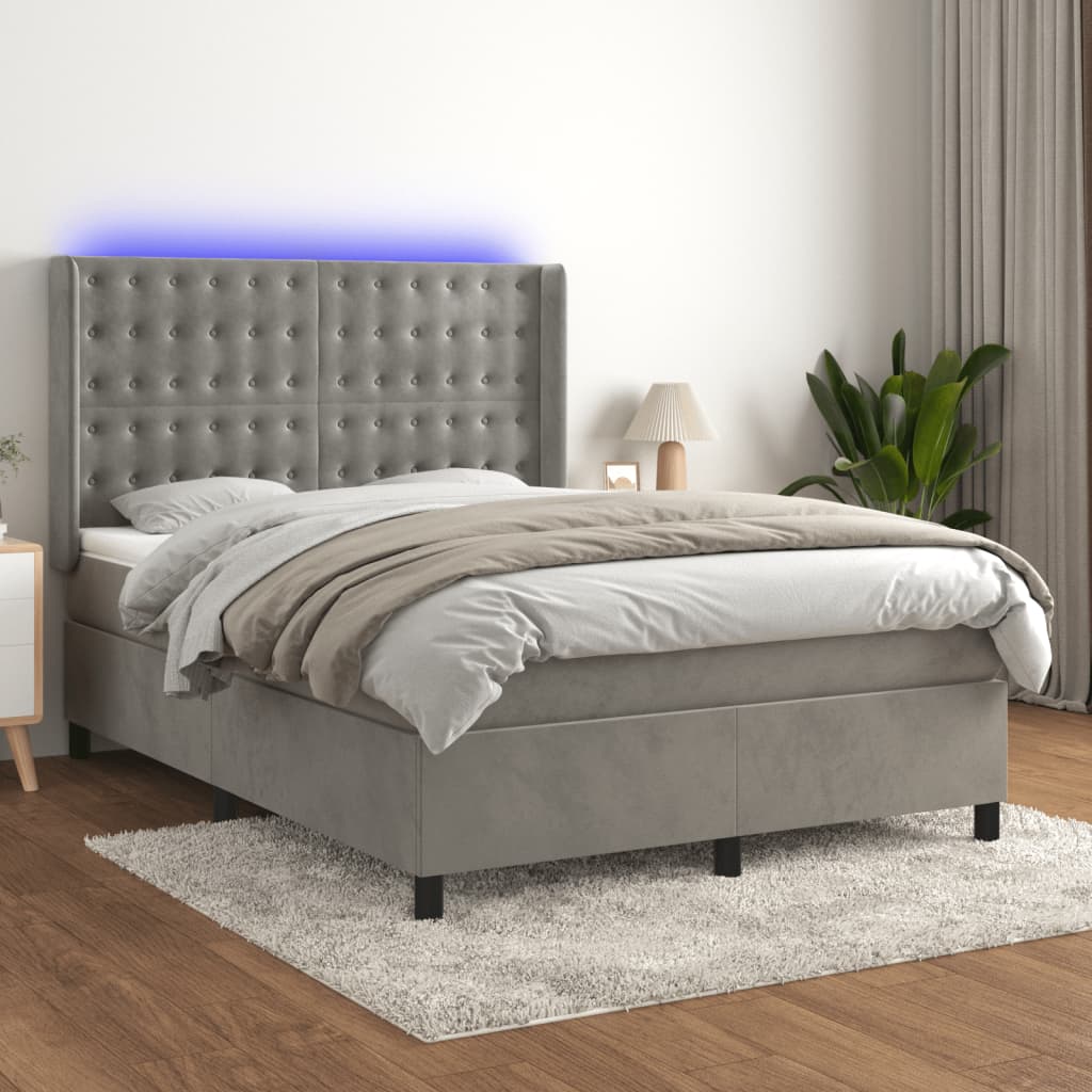 Lit À Ressorts Avec Matelas Avec Led Velours