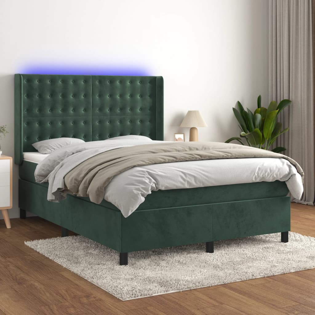 Lit À Ressorts Avec Matelas Avec Led Velours