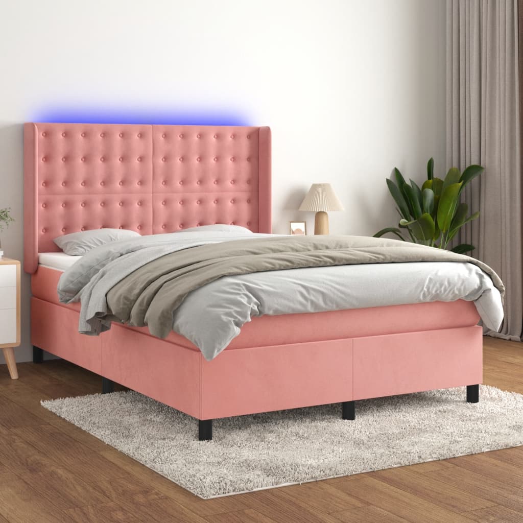 Lit À Ressorts Avec Matelas Avec Led Velours