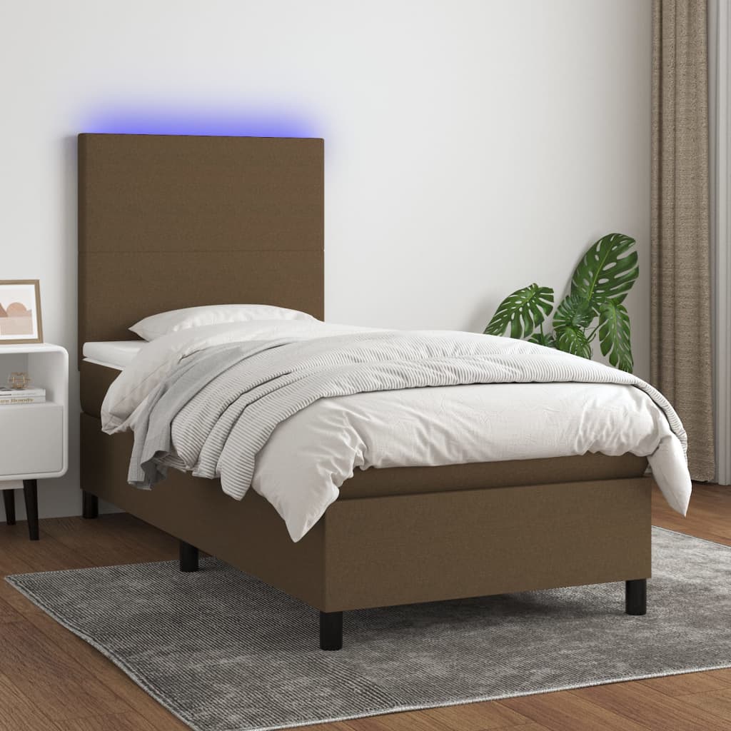 Sommier À Lattes De Lit Et Matelas Et Led 140X200Cm Tissu