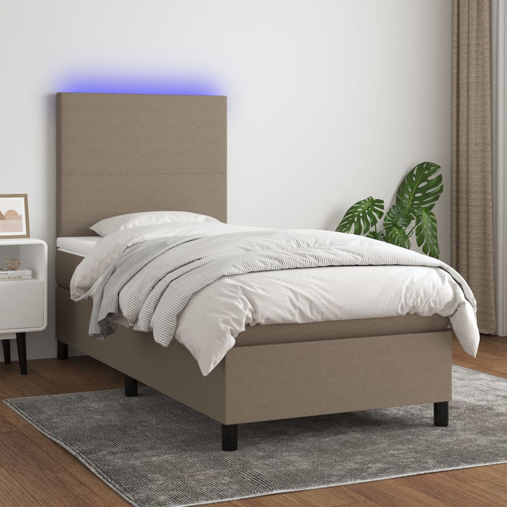 Sommier À Lattes De Lit Et Matelas Et Led 140X200Cm Tissu