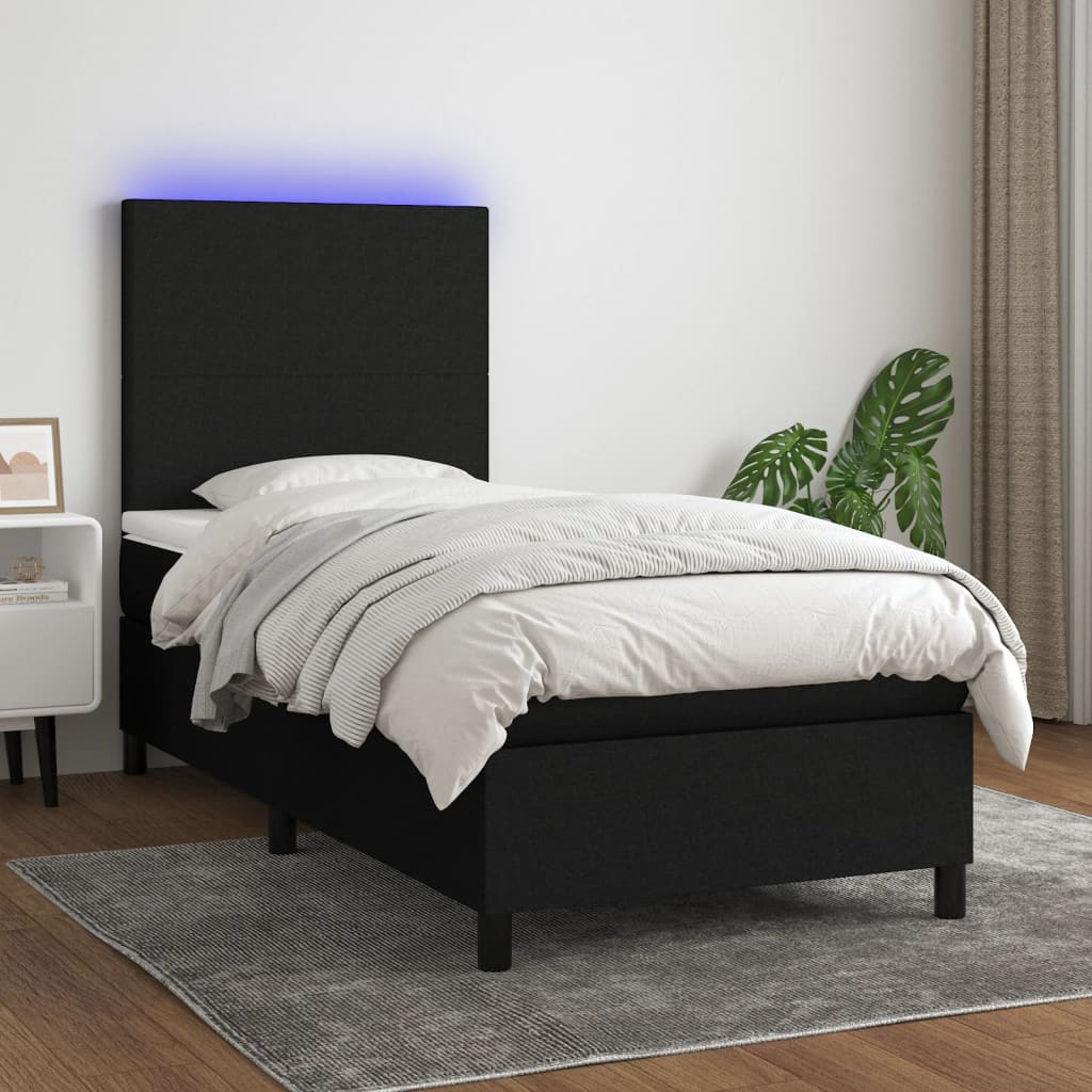 Sommier À Lattes De Lit Et Matelas Et Led 140X200Cm Tissu