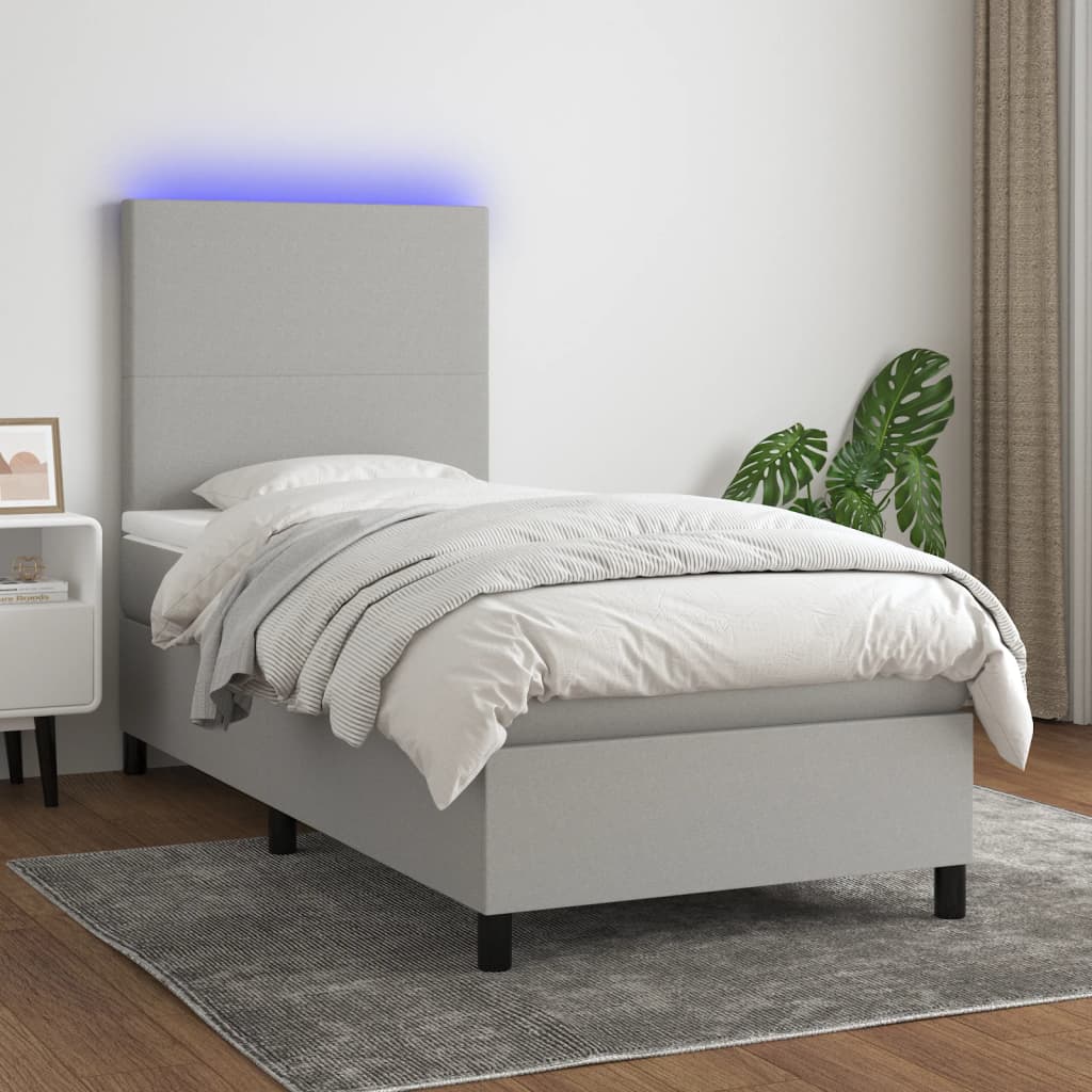 Sommier À Lattes De Lit Et Matelas Et Led 140X200Cm Tissu