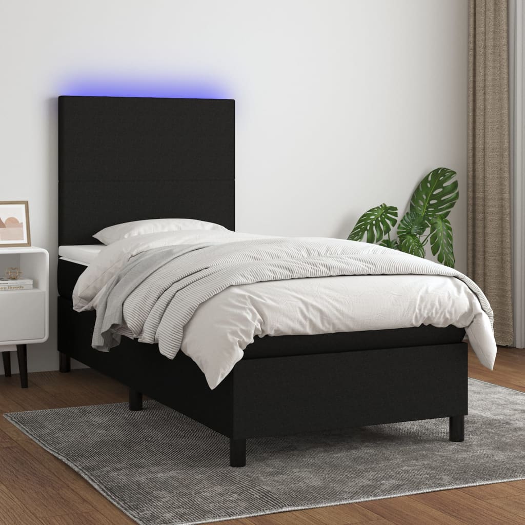 Sommier À Lattes De Lit Et Matelas Et Led 140X200Cm Tissu
