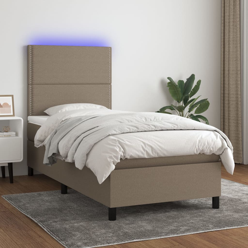Sommier À Lattes De Lit Et Matelas Et Led 140X200Cm Tissu