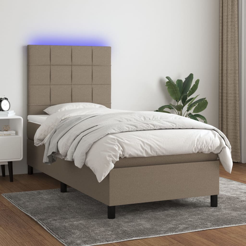 Sommier À Lattes De Lit Et Matelas Et Led 140X200Cm Tissu