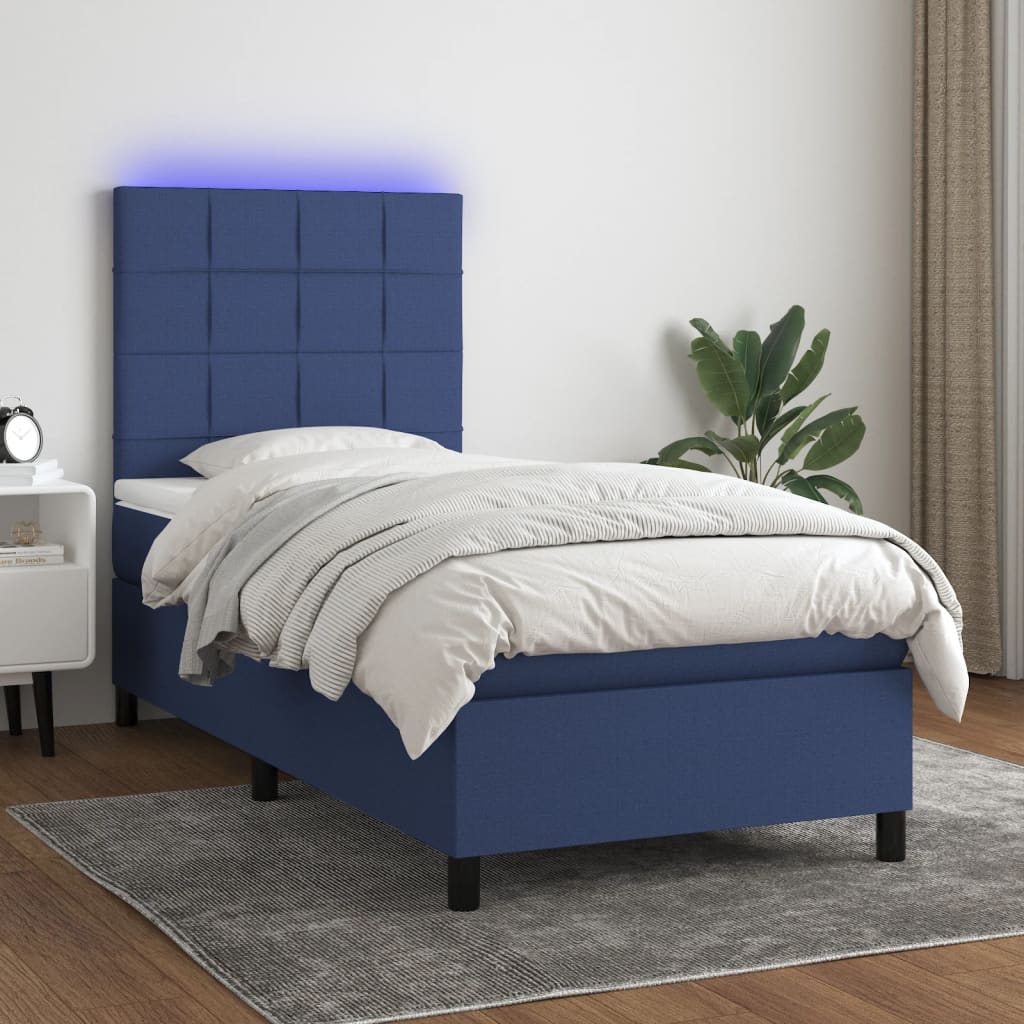 Sommier À Lattes De Lit Et Matelas Et Led 140X200Cm Tissu