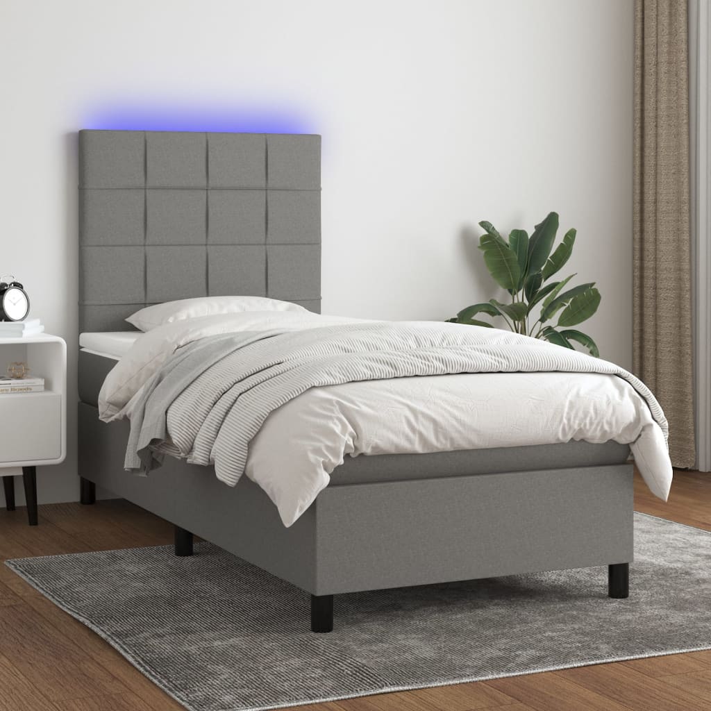 Sommier À Lattes De Lit Et Matelas Et Led 140X200Cm Tissu