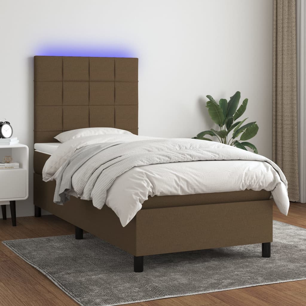 Sommier À Lattes De Lit Et Matelas Et Led 140X200Cm Tissu