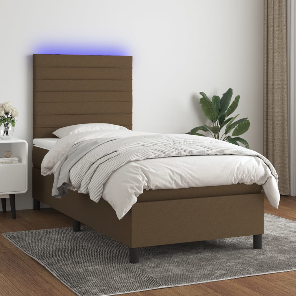 Sommier À Lattes De Lit Et Matelas Et Led 140X200Cm Tissu