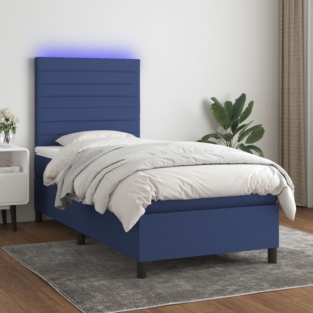 Sommier À Lattes De Lit Et Matelas Et Led 140X200Cm Tissu