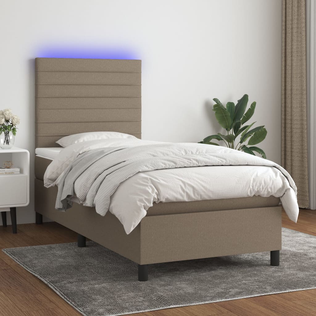 Sommier À Lattes De Lit Et Matelas Et Led 140X200Cm Tissu