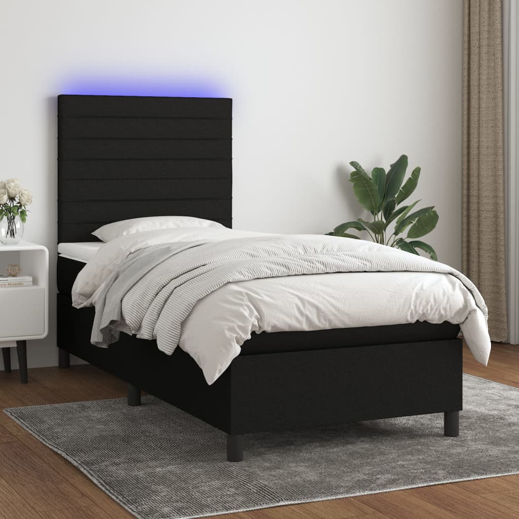 Sommier À Lattes De Lit Et Matelas Et Led 140X200Cm Tissu