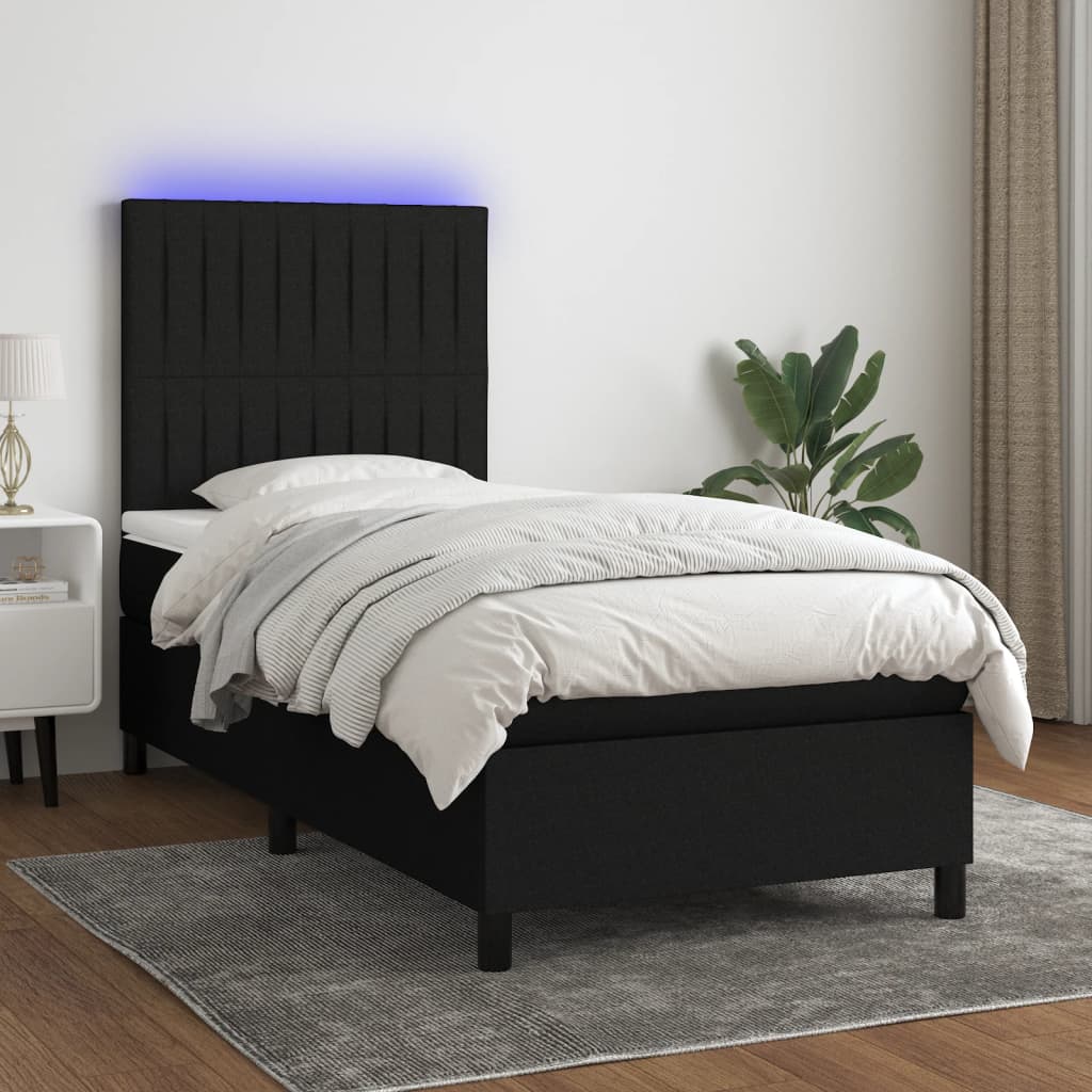 Sommier À Lattes De Lit Et Matelas Et Led 140X200Cm Tissu