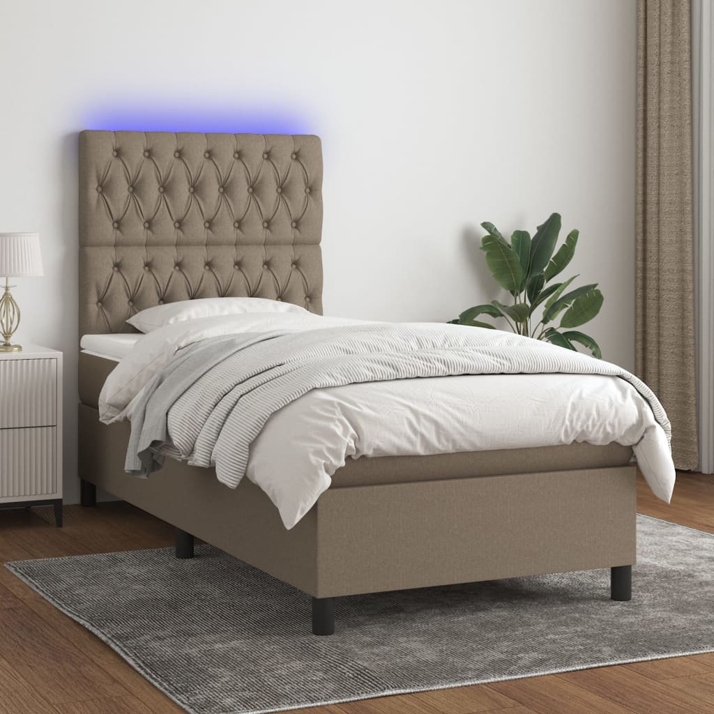 Sommier À Lattes De Lit Et Matelas Et Led 140X200Cm Tissu
