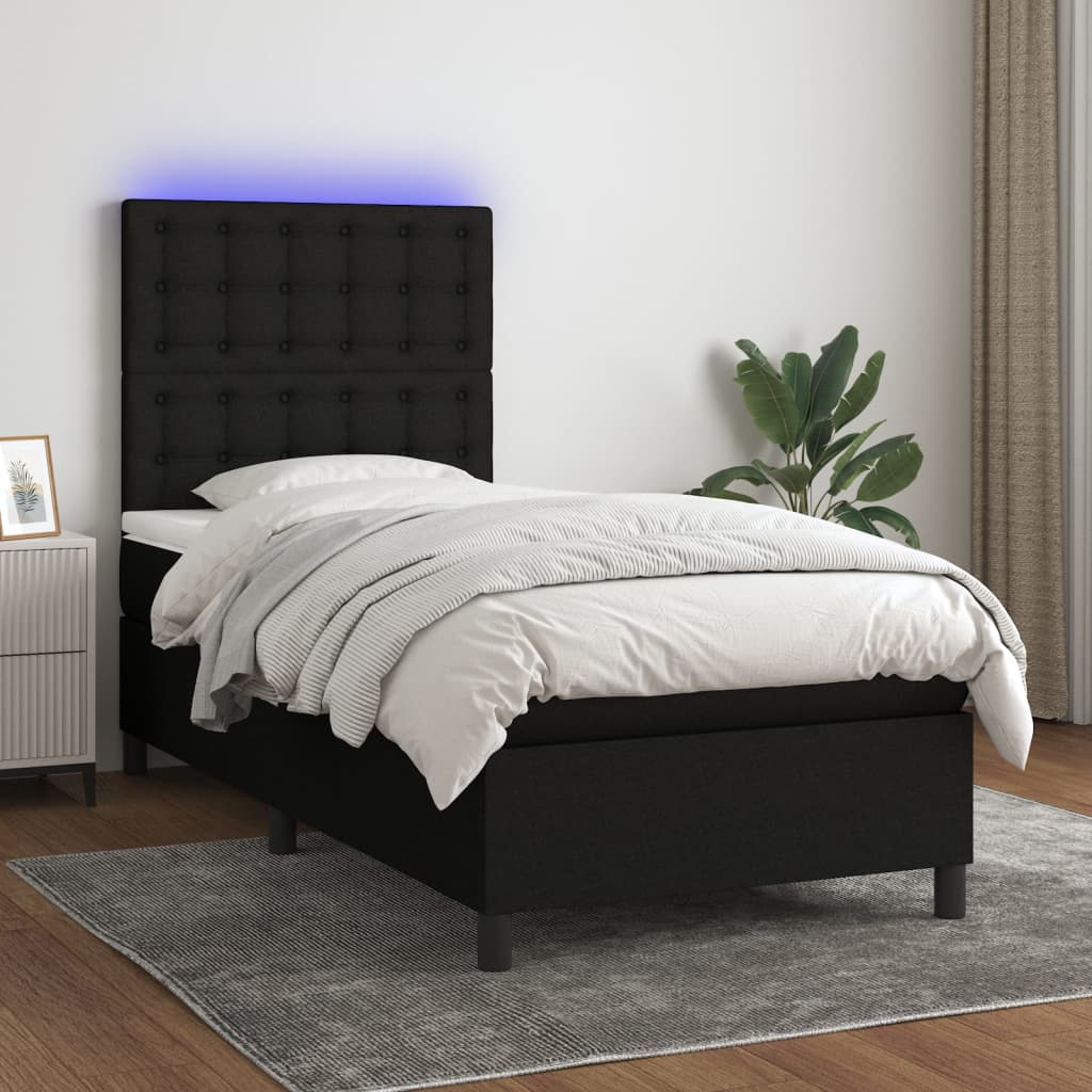 Sommier À Lattes De Lit Et Matelas Et Led 140X200Cm Tissu