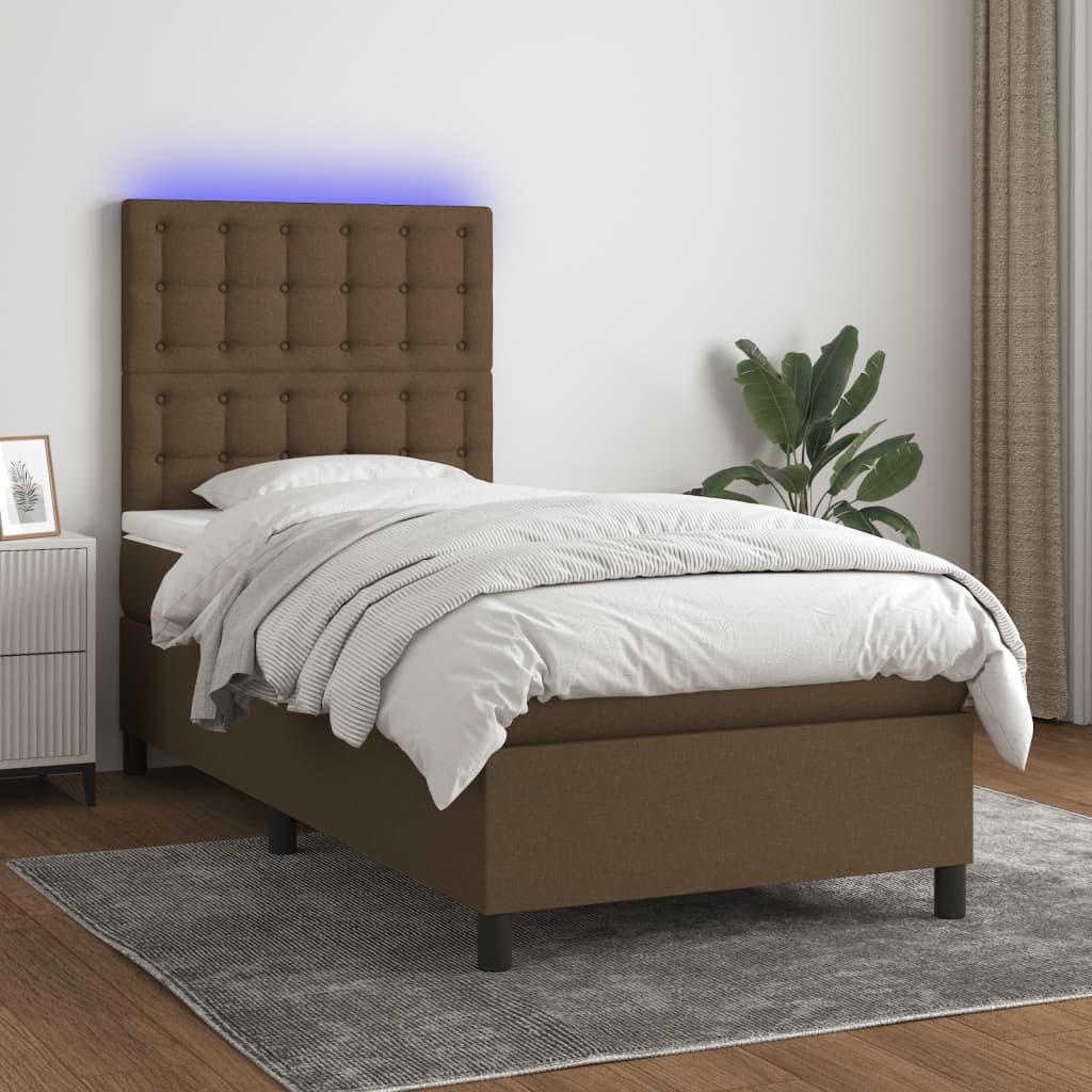 Sommier À Lattes De Lit Et Matelas Et Led 140X200Cm Tissu