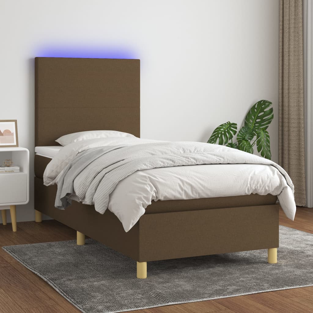 Lit À Ressort Led Avec Tête De Lit Tissu