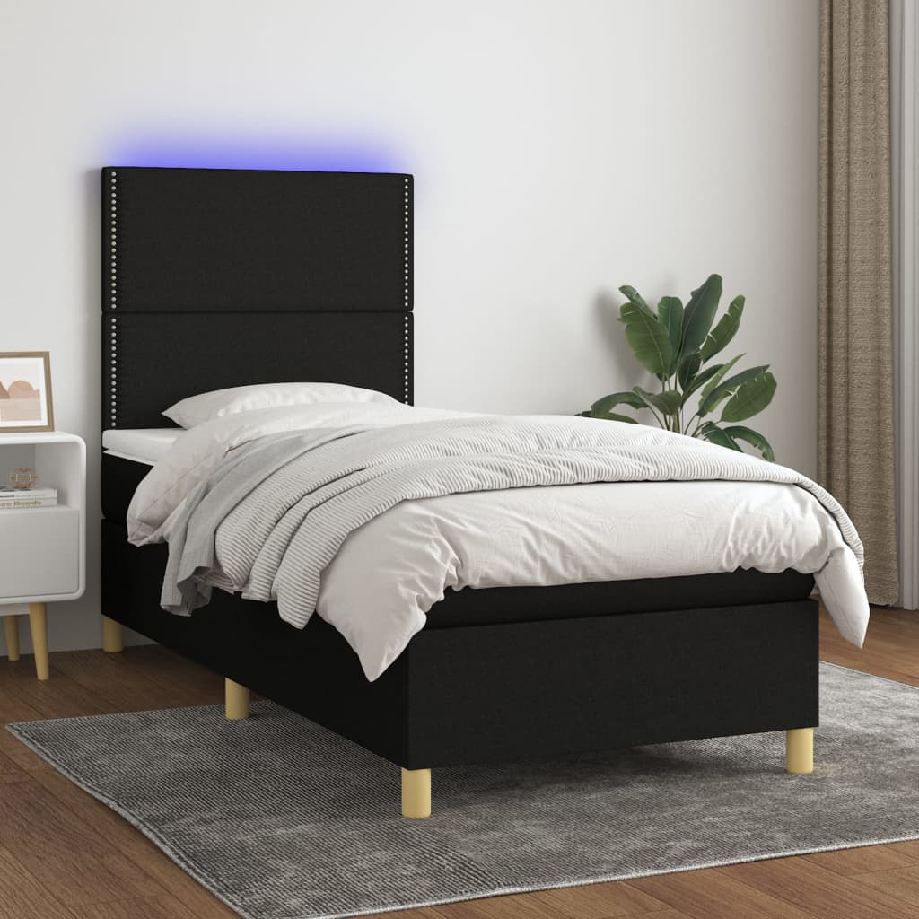 Lit À Ressort Led Avec Tête De Lit Tissu