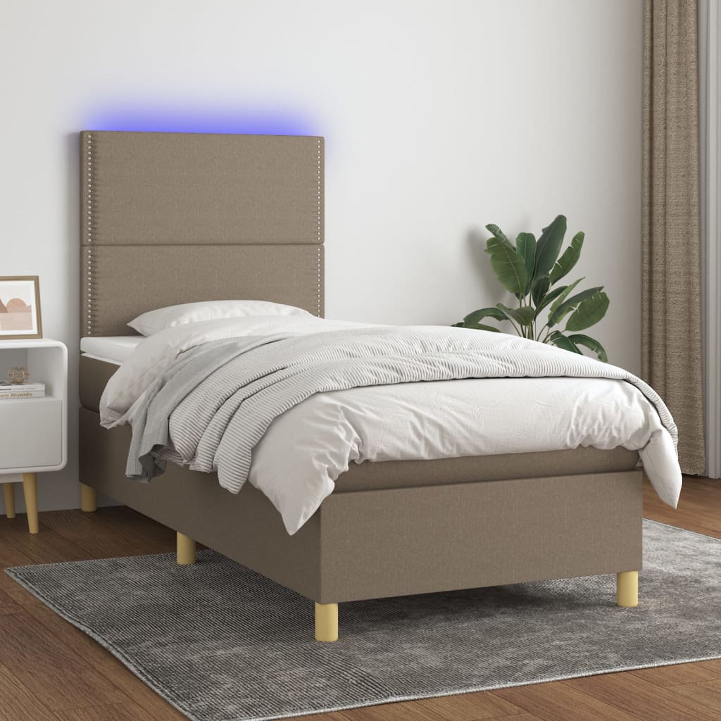 Lit À Ressort Led Avec Tête De Lit Tissu