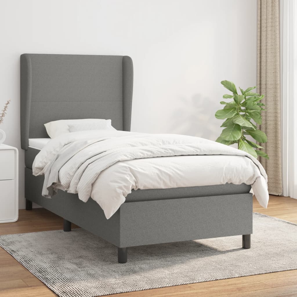 Lit À Ressorts Avec Tête De Lit Tissu