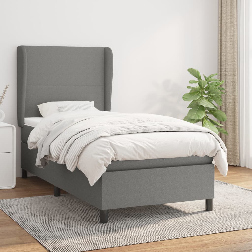 Lit À Ressorts Avec Tête De Lit Tissu