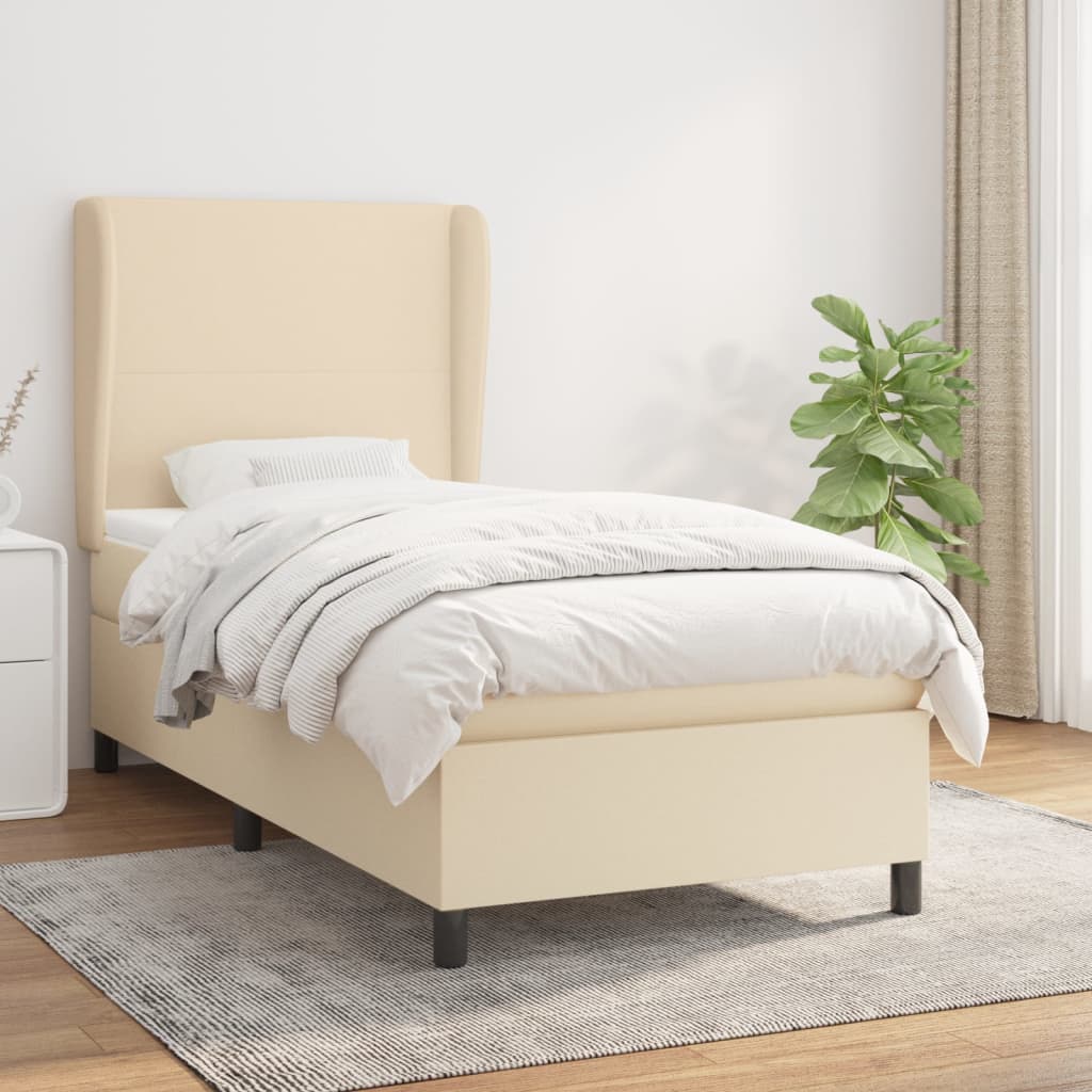 Lit À Ressorts Avec Tête De Lit Tissu