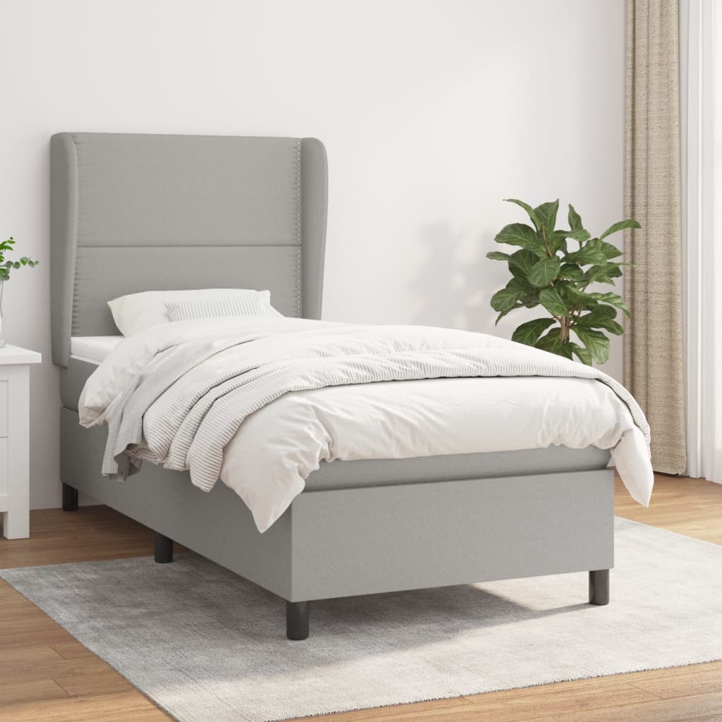 Lit À Ressorts Avec Tête De Lit Tissu