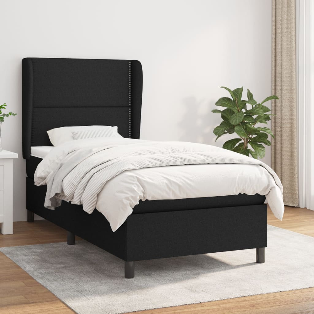 Lit À Ressorts Avec Tête De Lit Tissu