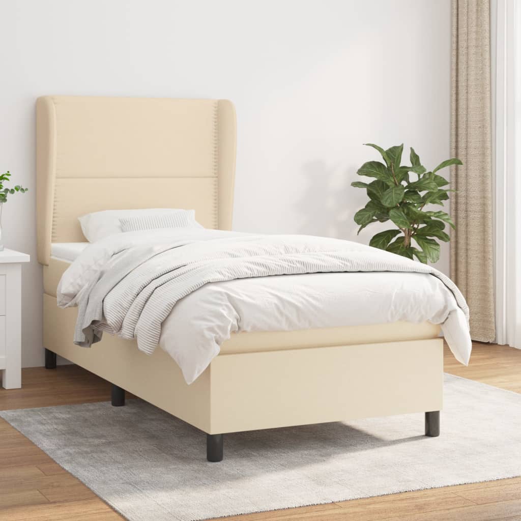 Lit À Ressorts Avec Tête De Lit Tissu