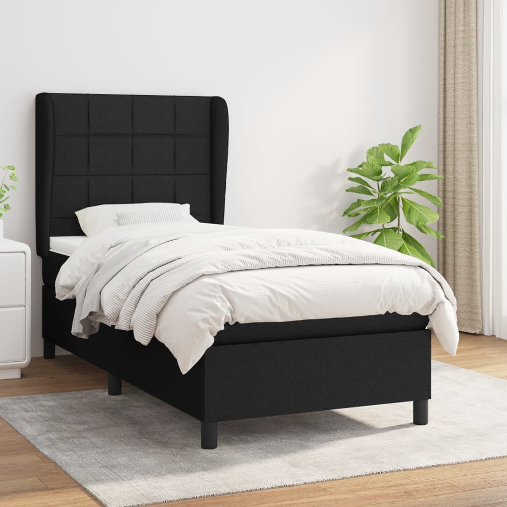 Lit À Ressorts Avec Tête De Lit Tissu