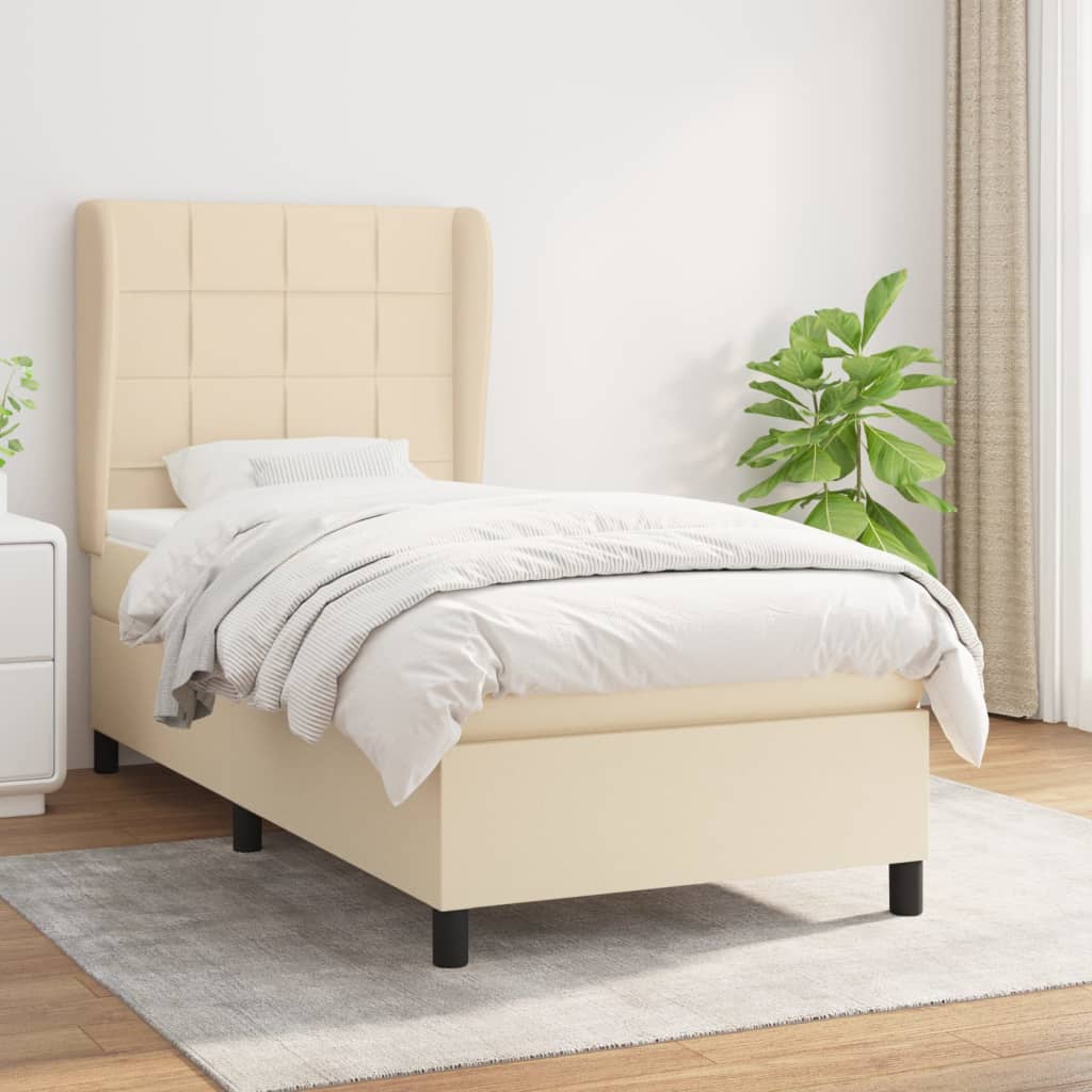 Lit À Ressorts Avec Tête De Lit Tissu
