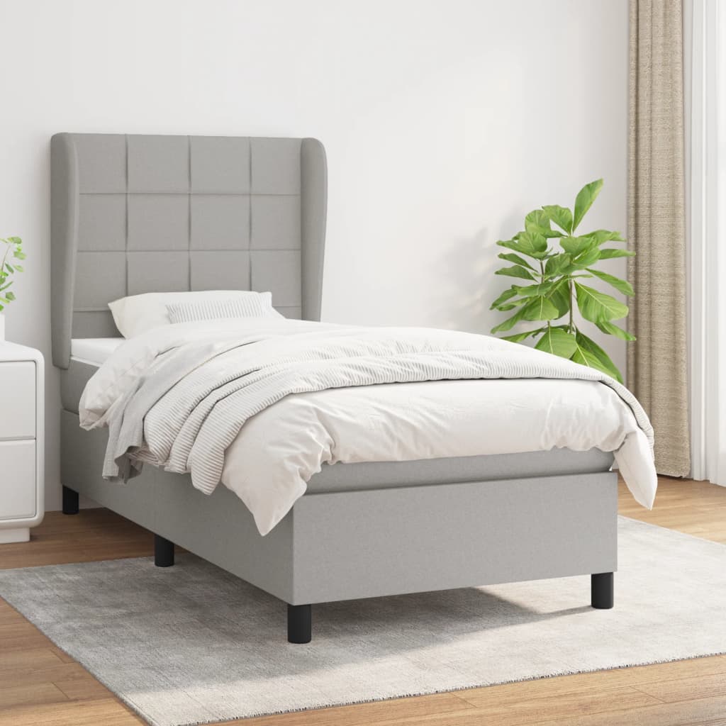 Lit À Ressorts Avec Tête De Lit Tissu