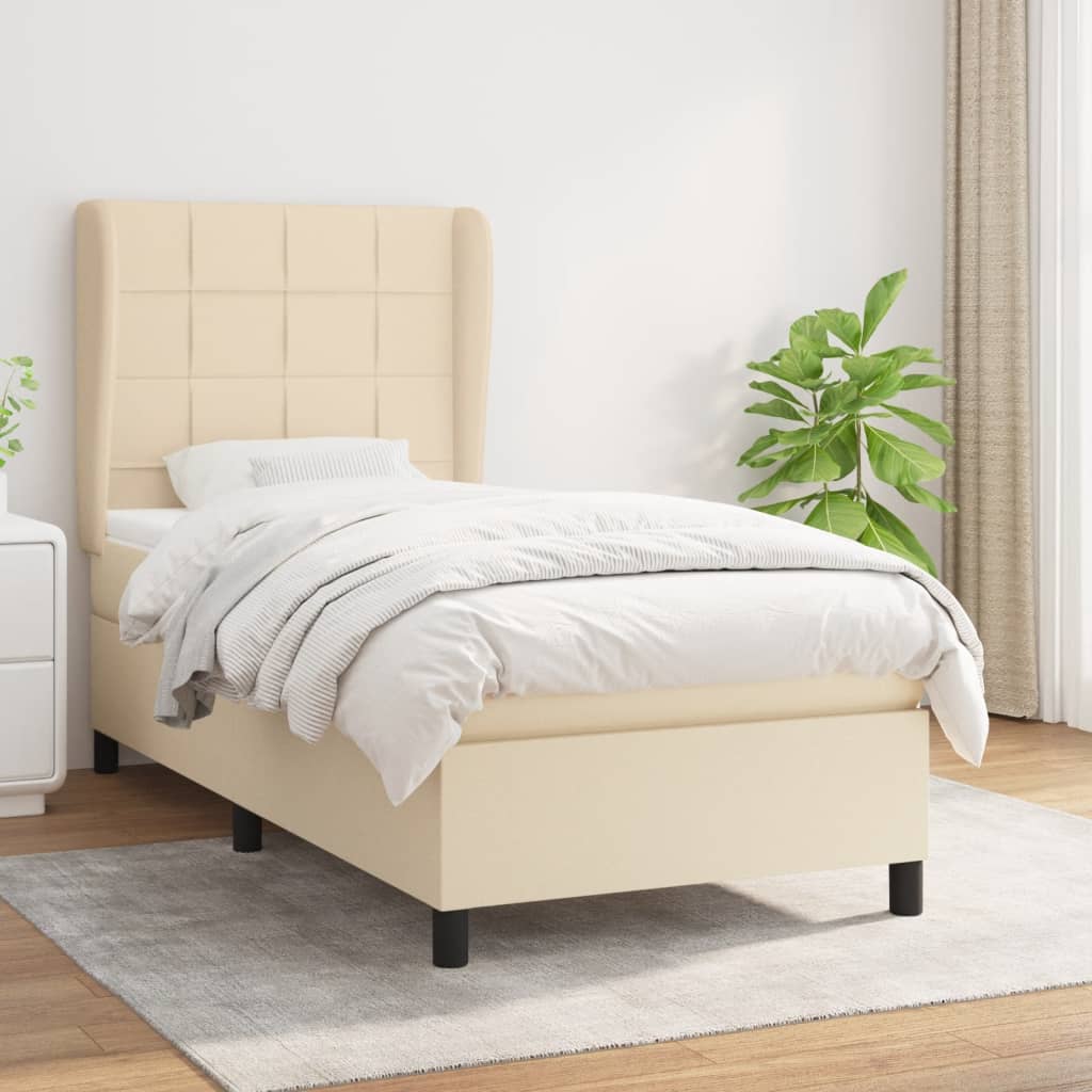 Lit À Ressorts Avec Tête De Lit Tissu