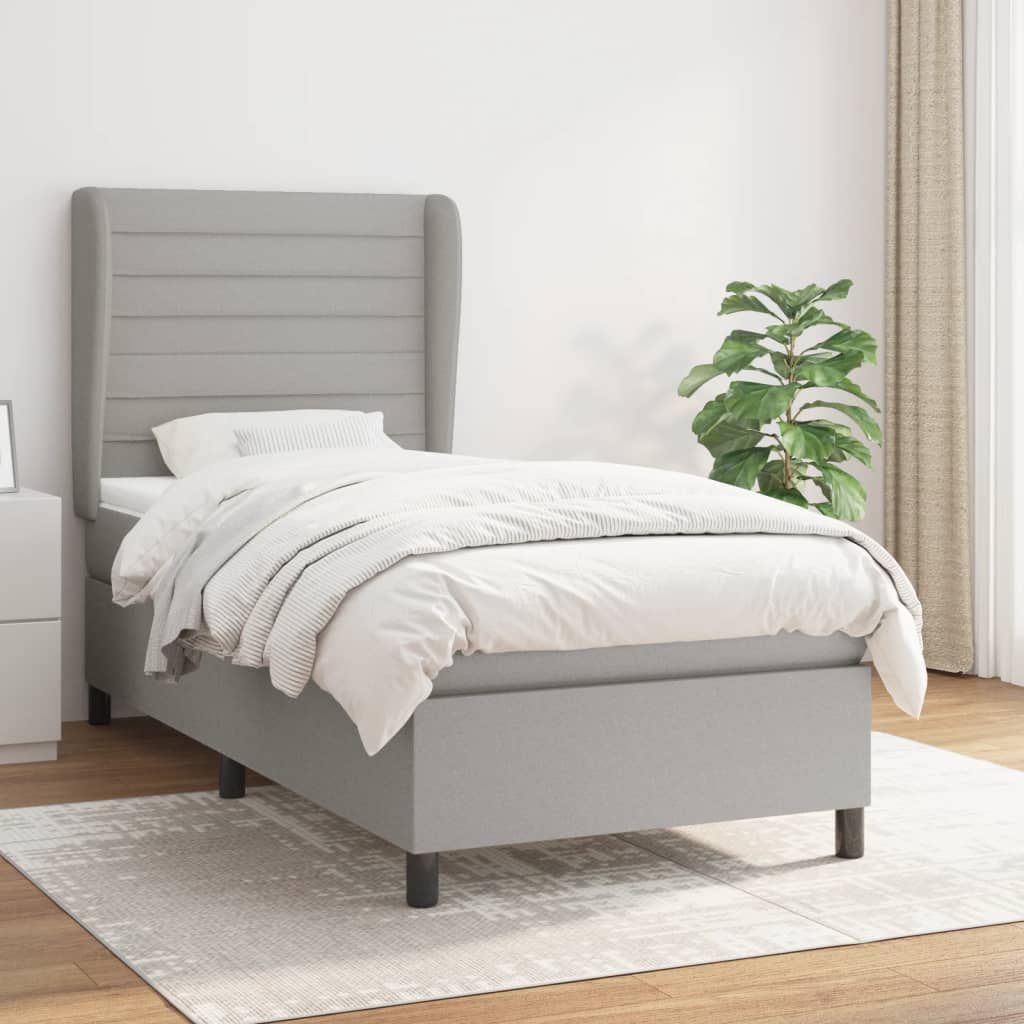 Lit À Ressorts Avec Tête De Lit Tissu