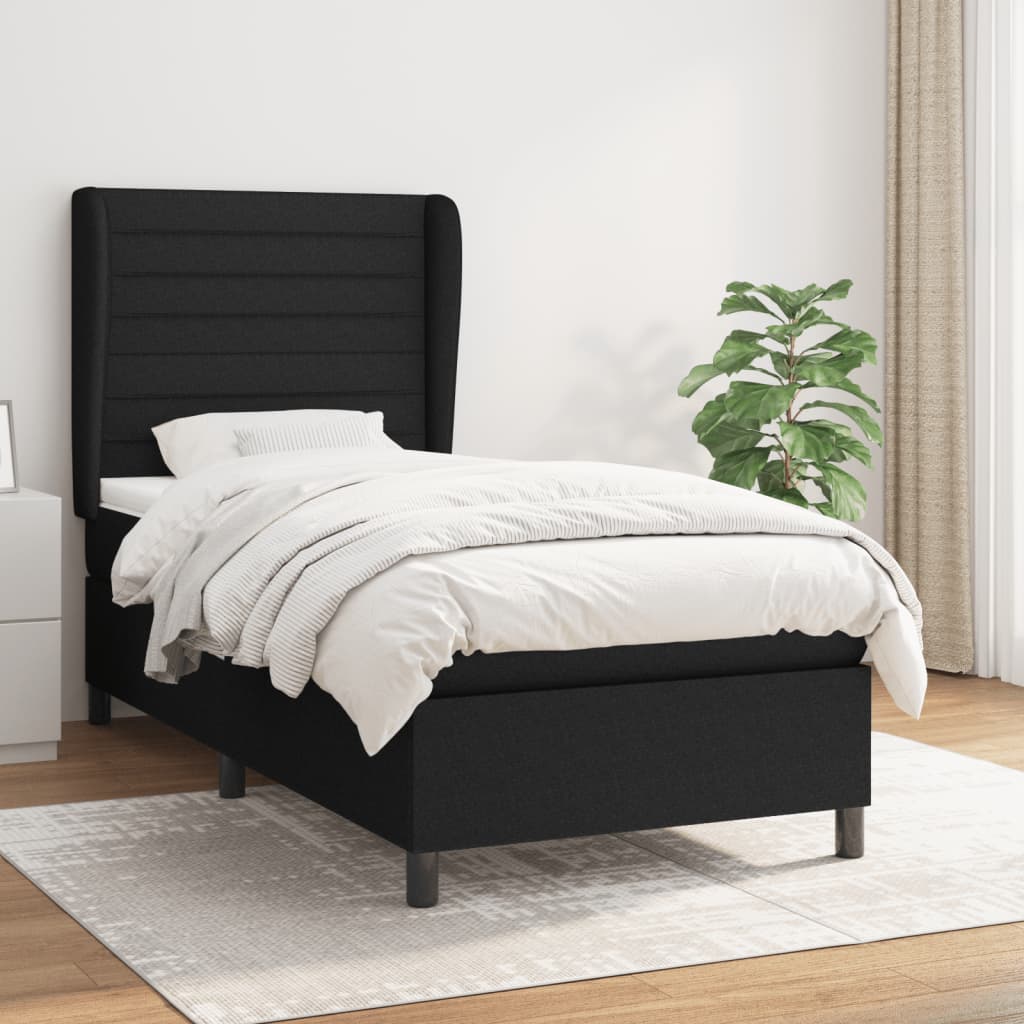 Lit À Ressorts Avec Tête De Lit Tissu