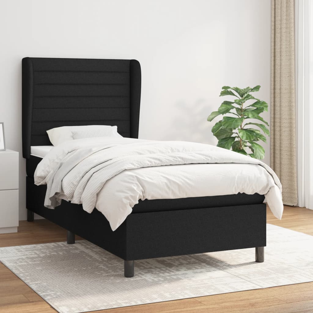 Lit À Ressorts Avec Tête De Lit Tissu