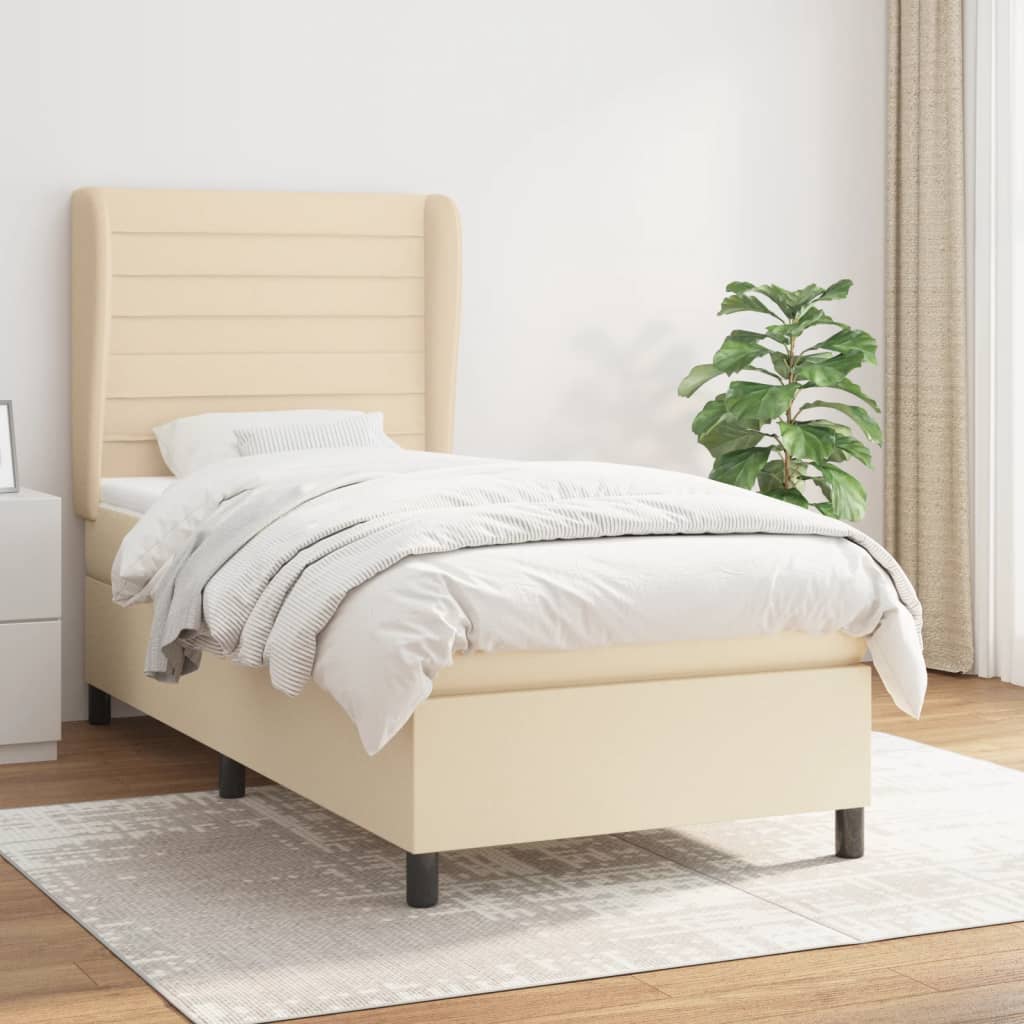 Lit À Ressorts Avec Tête De Lit Tissu