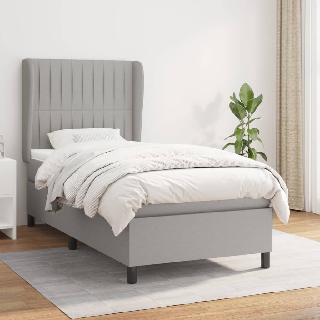 Lit À Ressorts Avec Tête De Lit Tissu
