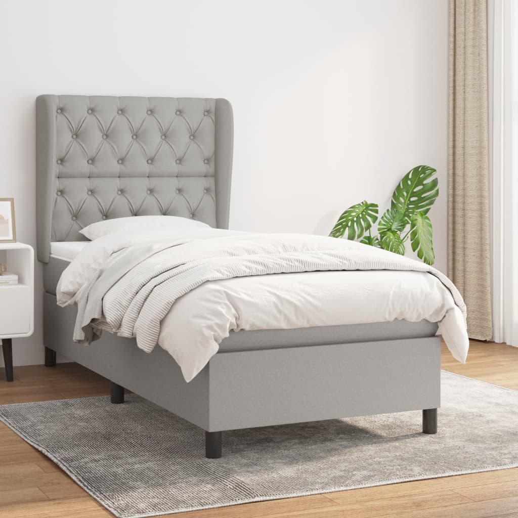 Lit À Ressorts Avec Tête De Lit Tissu