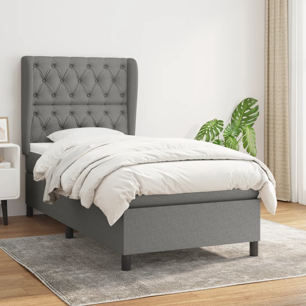 Lit À Ressorts Avec Tête De Lit Tissu
